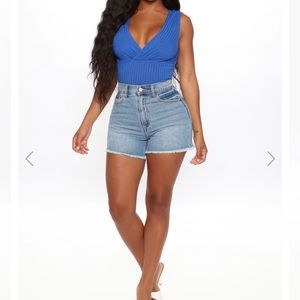 Denim Mom Shorts - Medium Blue Wash